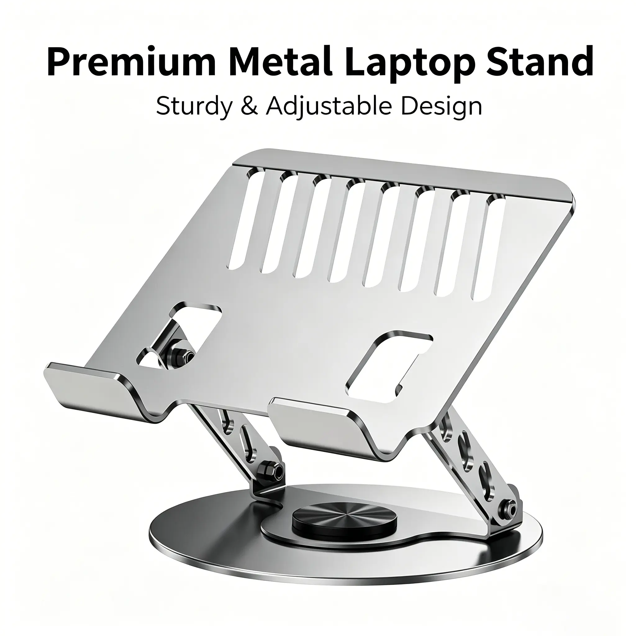 360° Rotating Aluminum Laptop Stand - Adjustable, Foldable 2-in-1 Multifunctional Hub, Portable Holder for Gaming Laptops & Mobile Devices, Compatible with MacBook, Mother’s Day Gift for Working Moms