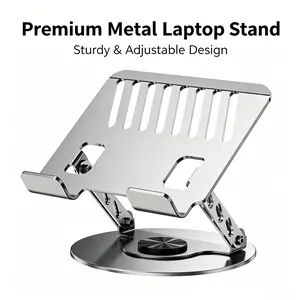 360° Rotating Aluminum Laptop Stand - Adjustable, Foldable 2-in-1 Multifunctional Hub, Portable Holder for Gaming Laptops & Mobile Devices, Compatible with MacBook, Mother’s Day Gift for Working Moms
