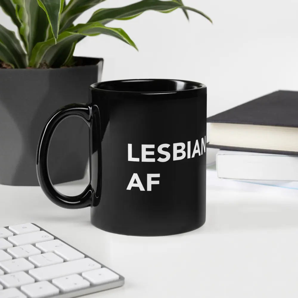 Lesbian AF Black Glossy Mug