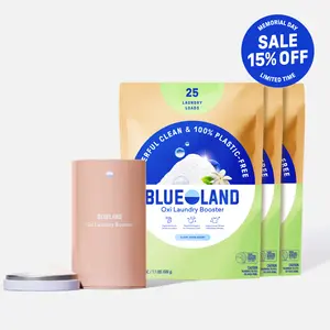 Blueland Oxi Laundry Booster, 1 Year Supply,  Eco-Friendly Mineral & Plant-Based Stain Remover, Color Boosting Oxi Cleaner + Storage Tin