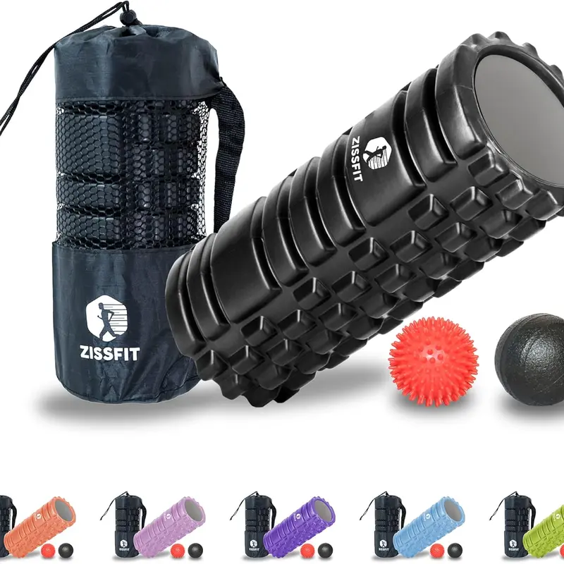 Medium Density Textured Surface Foam Roller - 5.4x5.3x12.7" Compact Exercise Device Foam Rollers, Fitness Gear for Balance Training, Core Training, Trigger Point Release & Deep Tissue Muscle Relief