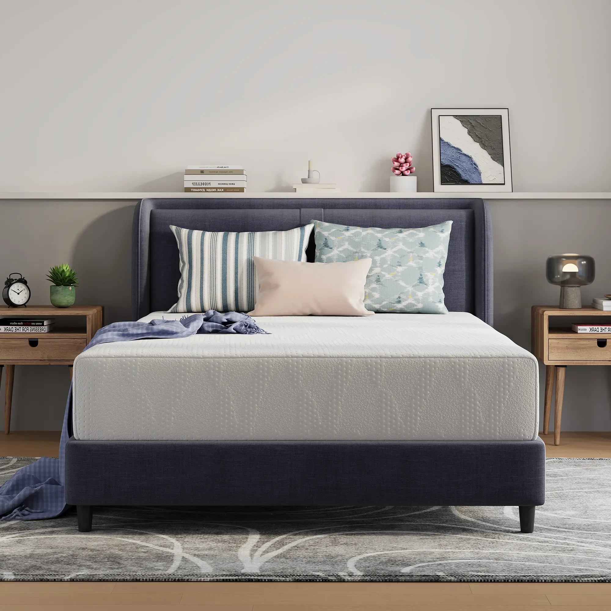 8/10/12/14 Inch Gel Memory Foam Mattress for Cool Night & Pressure Relief Medium Plush Feel with Motion Isolating