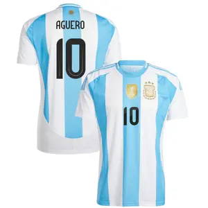 Argentina Home AGUERO Jersey 2024-2025, Argentina White And Blue AGUERO Home Short Sleeve Soccer Shirt