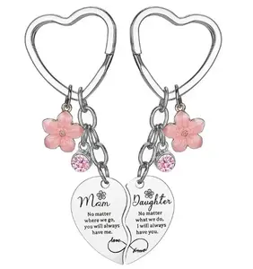 2 Pcs Mother Daughter Heart Matching Keyring Keychain Set Gifts For Mom Mothers Day Gifts from Daughter Christmas Gift
