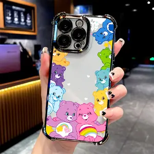 Cute cartoon C-Cares B-Bears Phone Case Suitable for iPhone 17 16e 16 15 14 13 12 11 Mini Pro Max Air X XR XSMAX 8 7 Plus Anti Fall Transparent Soft Back Cover