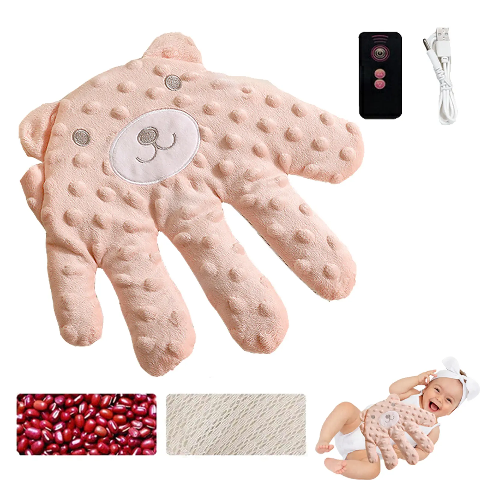 Automatic Baby Soother - Hands-Free Pacifying Toy with Soft Patting & Red Bean Heat Pack for Newborns & Infants