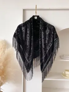 Women's Elegant Solid Color Fringe Trim Shawl, Casual Fashionable Scarf for Daily Wear, Trendy All-match Accessories for Women & Girls