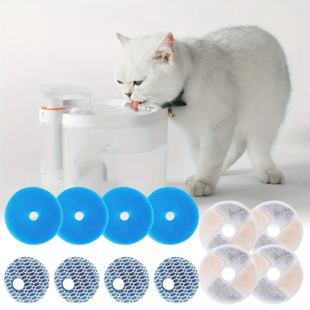 12 Pack Activated Carbon Pet Water Dispenser Filters, Filter Cartridge Set with Multiple Filtration Systems, Easy To Clean Pet Water Dispenser Filter Cartridges, Suitable for 67oz/2L Automatic Pet Water Dispensers