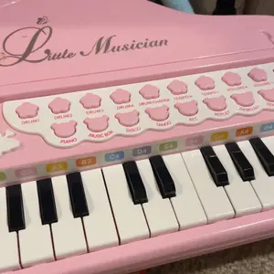 Piano Toy for Toddler 24 Keys with Microphone Kid Music Toy Instrument , Early Education Keyboard Toy for 2 3 4 5 Years Old Girls Boys for Birthday Christmas Gift Pink/Black