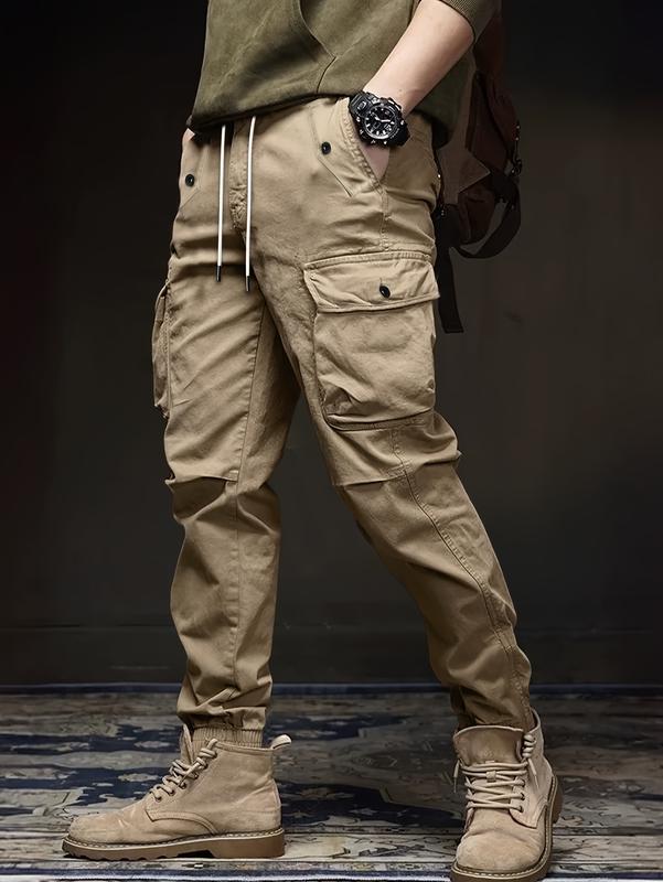 Men's Work Pants Set of 3 - Lightweight Summer Joggers with Multiple Pockets, Elastic Waistband & Side Pockets, Casual Solid Color Regular Fit, Suitable for Loungewear, Joggers, Outdoor Activities, Trendy Casual Wear