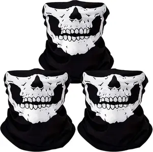 3 Pcs Skull Mask for Cycling Skull Balaclava Ghost Mask Black Fabric Breathable Motorcycle Ski Snowboarding All Weather Protection Moisture Wicking Versatile Face Mask for Men