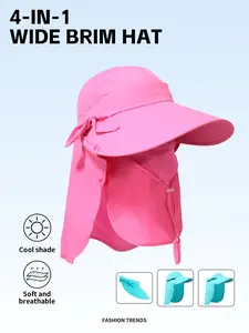 Women's Bright Color Fashion Sun Hat, Sunscreen Hat, Detachable Scarf, Brim, Face Mask, Lightweight, Portable, Ideal for Outdoor Activities, Sports Hat