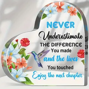 1pc, Inspirational Keepsake Heart Shape Acrylic Plaque Gifts, Acrylic Plaque Sign, Enjoy The Next Chapter Acrylic Decor, Farewell Gifts for Coworkers, New Job Gift for Women Men, Table Tiered Tray Desk Office Decor