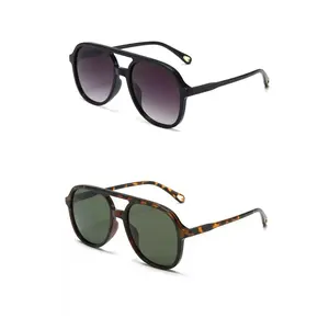 YOFOZEAL Retro Square Aviator Sunglasses for Womens Mens Vintage Double Bridge Sun Glasses