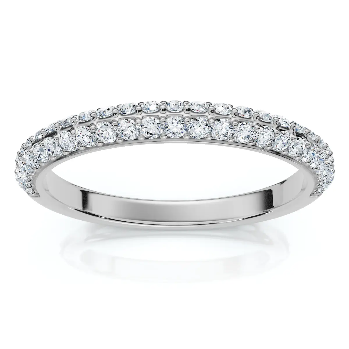 1/4Ct TW Diamond Micro Pave Wedding Ring Stackable Band 14k Gold Lab Grown