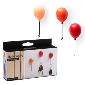 PELEG DESIGN Balloongers | Fun Balloon-Shaped Key Holder for Wall | Decorative Key Hanger Set of 3 | Key Hooks with 3 Install Options | Cute Key Holders with Metal Wire Hooks