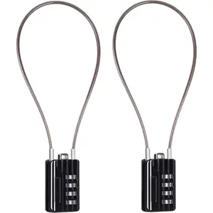 Versatile Resettable 4-Digit Combination Padlock with Long Cable – Personalized Password, Durable Vinyl Steel Cable, Multipurpose Lock For Suitcase,Gym – Black 32cm Cable