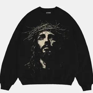 Jesus Christ Crown of Thorns Sweatshirt, Christian Religious Jumper, Christmas Christian Apparel, Vintage God Sweater