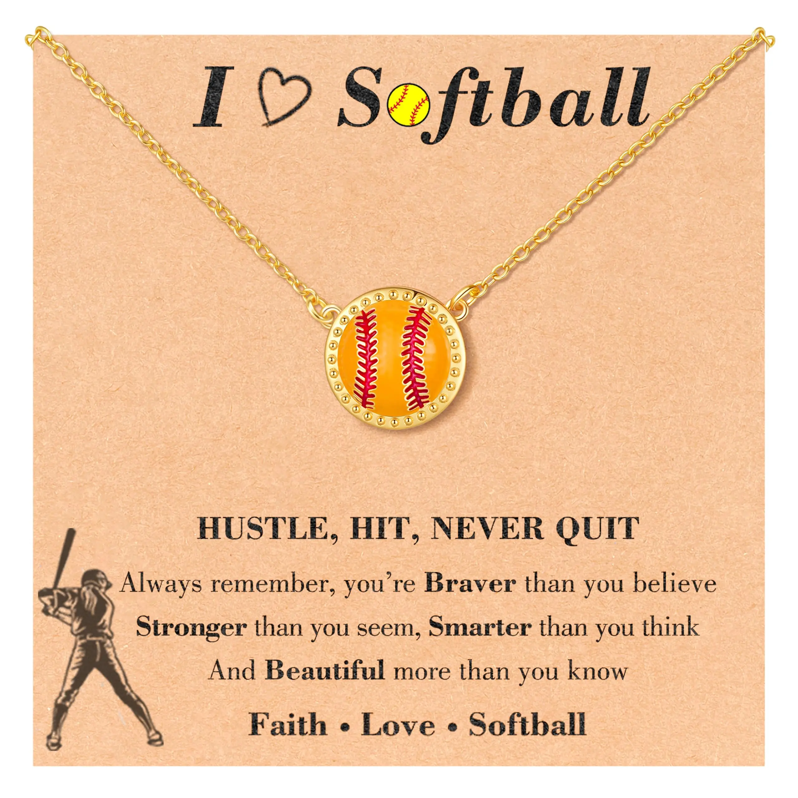 Softball Pendant Necklace Jewelry for Girls - Softball Gifts, Ideal for Birthday, Christmas for Players
