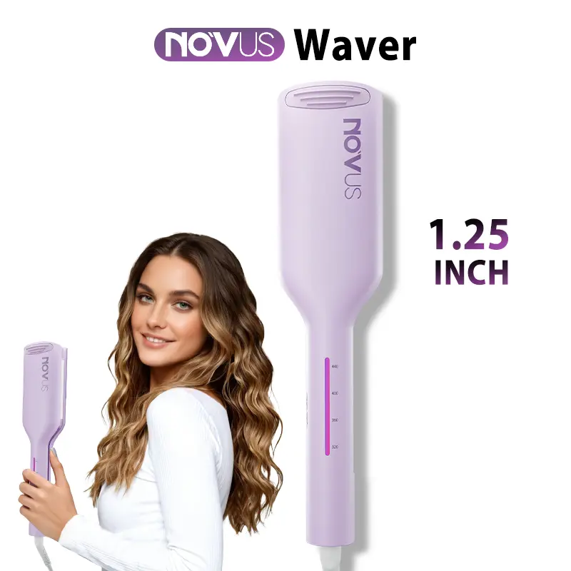 NOVUS  curling  iron Hair Crimper Hair Waver 1.25/1.4 Inch Anti-Scald egg  roll Waves Curling Wand, Ionic Deep smooth wave Hair Curler Tool with Ceramic 2 Barrel for All Hair Types, Auto Shutdown Protection