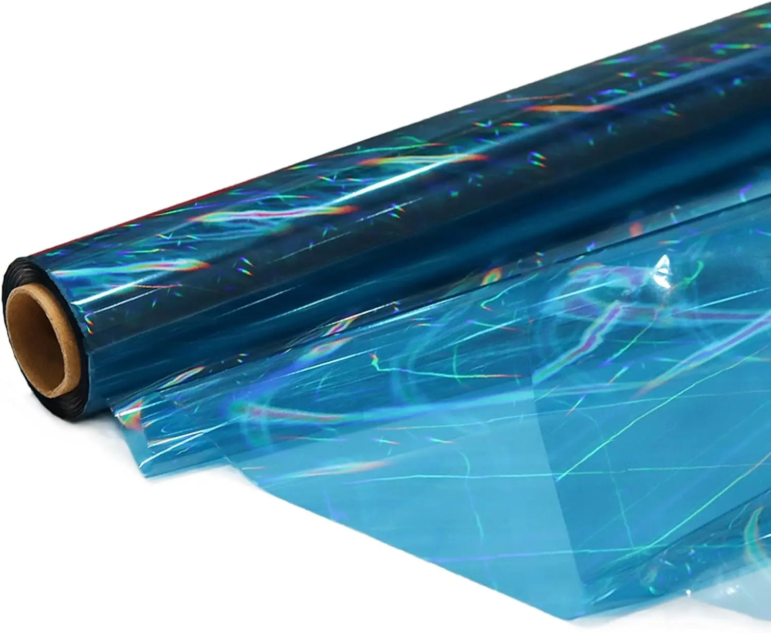 Iridescent Light blue Cellophane Wrap Roll 34 In X 100 Ft Extra Wide Colorful Cello Perfect For Baskets,Gifts,Birthday Holiday Wedding Floral, Party Arts Crafts Decoration