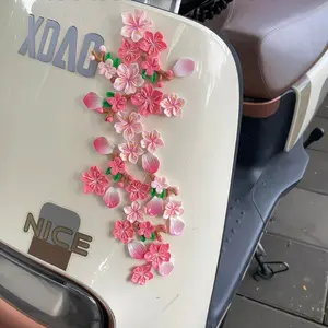 3D Cherry Blossom Car Decal — Scratch Cover, Rear Vehicle Ornament, & DIY Decoration for Cars and Electric Vehicles