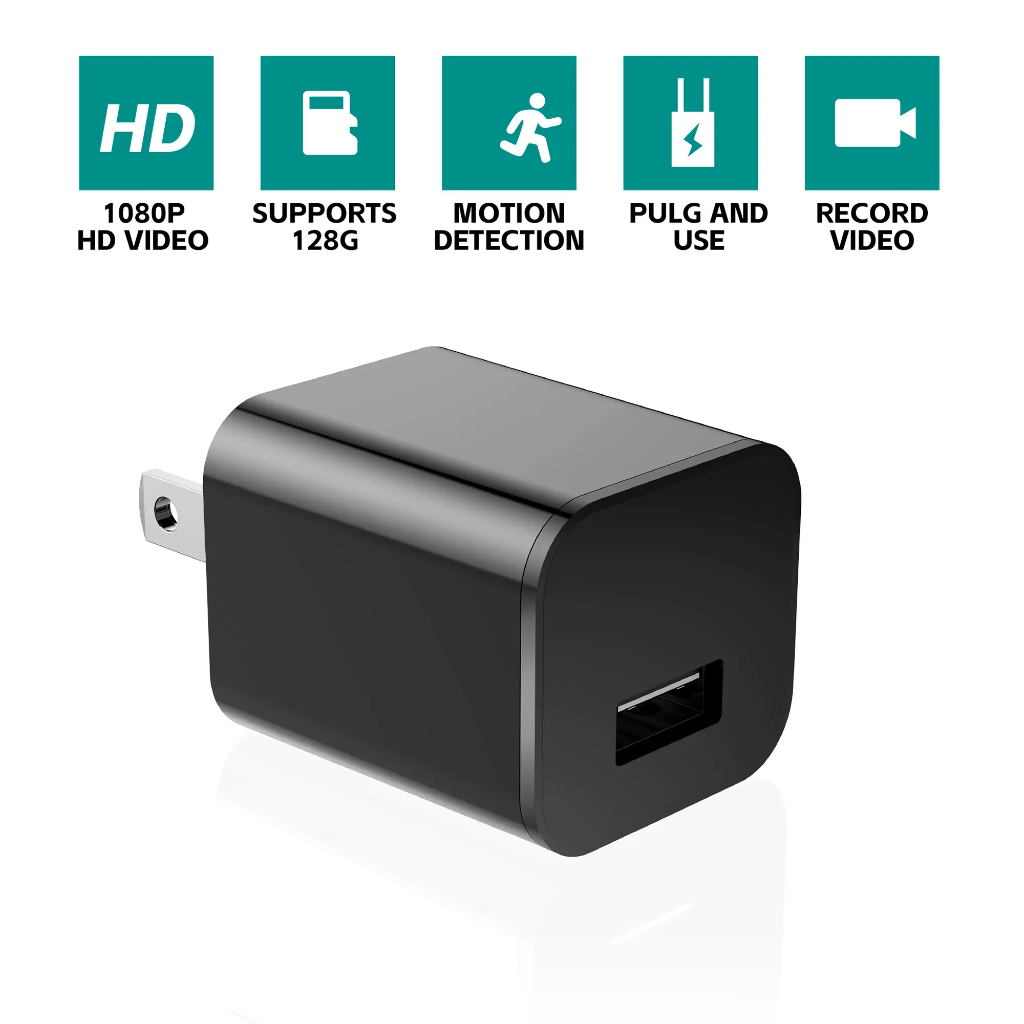 USB Rechargeable HD 1080P Video Recorder with Motion Detection Nanny Cam with 64G card, Home Indoor Security Camera, Pet Camera