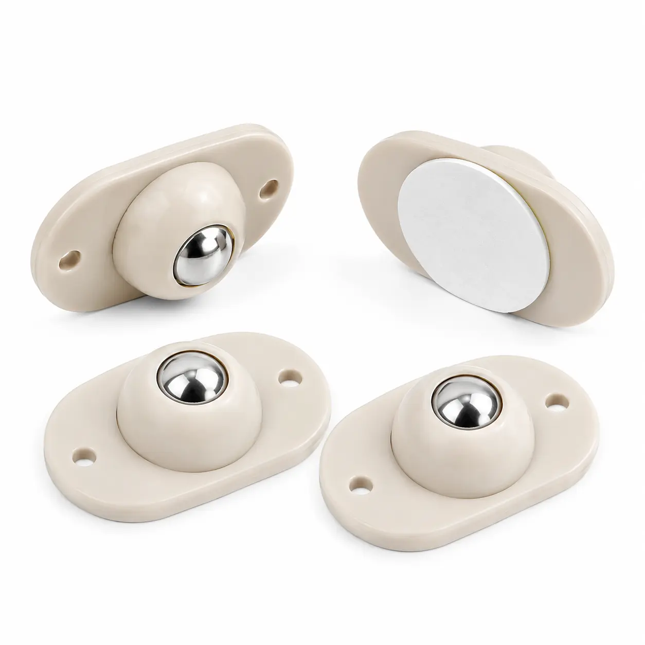 Self Adhesive 360° Swivel Mini Casters, No Drill Stick On Rolling Wheels for Storage Bins