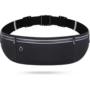 Slim running belt, workout waist bag for men and women, sports waist bag, running belt, suitable for running, walking, cycling, camping, gym black