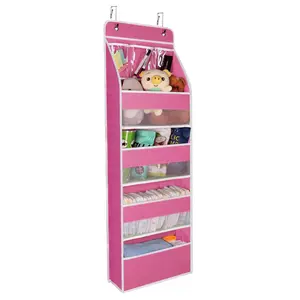 [New Deal] Door Hanging Organizer Nursery Over the Door Organizer Baby Storage with 4 Large Pockets and 3 Small PVC Pockets for Cosmetics, Toys Hangable