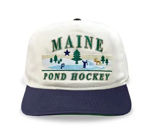 Celly Hockey. Maine Pond Hockey Snapback in Cream