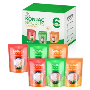 Soeos Konjac Noodles, Shirataki Noodle, Low Calorie, Keto and Paleo Friendly, 3 Variety Noodles, Fettuccine, Angel Hair, Spaghetti, 8.8 oz (250 g)*6 Pansit Flavor