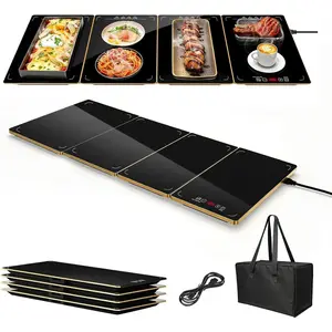 Electric Warming Tray XXL 35"x16" with Storage Bag, Adjustable-Size  Warming Mat, 4-in-1 Expandable Modular,  Warmer for Parties, Buffet, Catering & Gatherings, 8-Level Temp & Timer,  Edge
