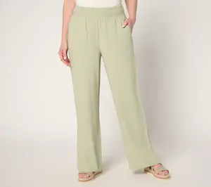 Belle by Kim Gravel Petite Riviera Linen Smocked Waist Wide Leg Pant