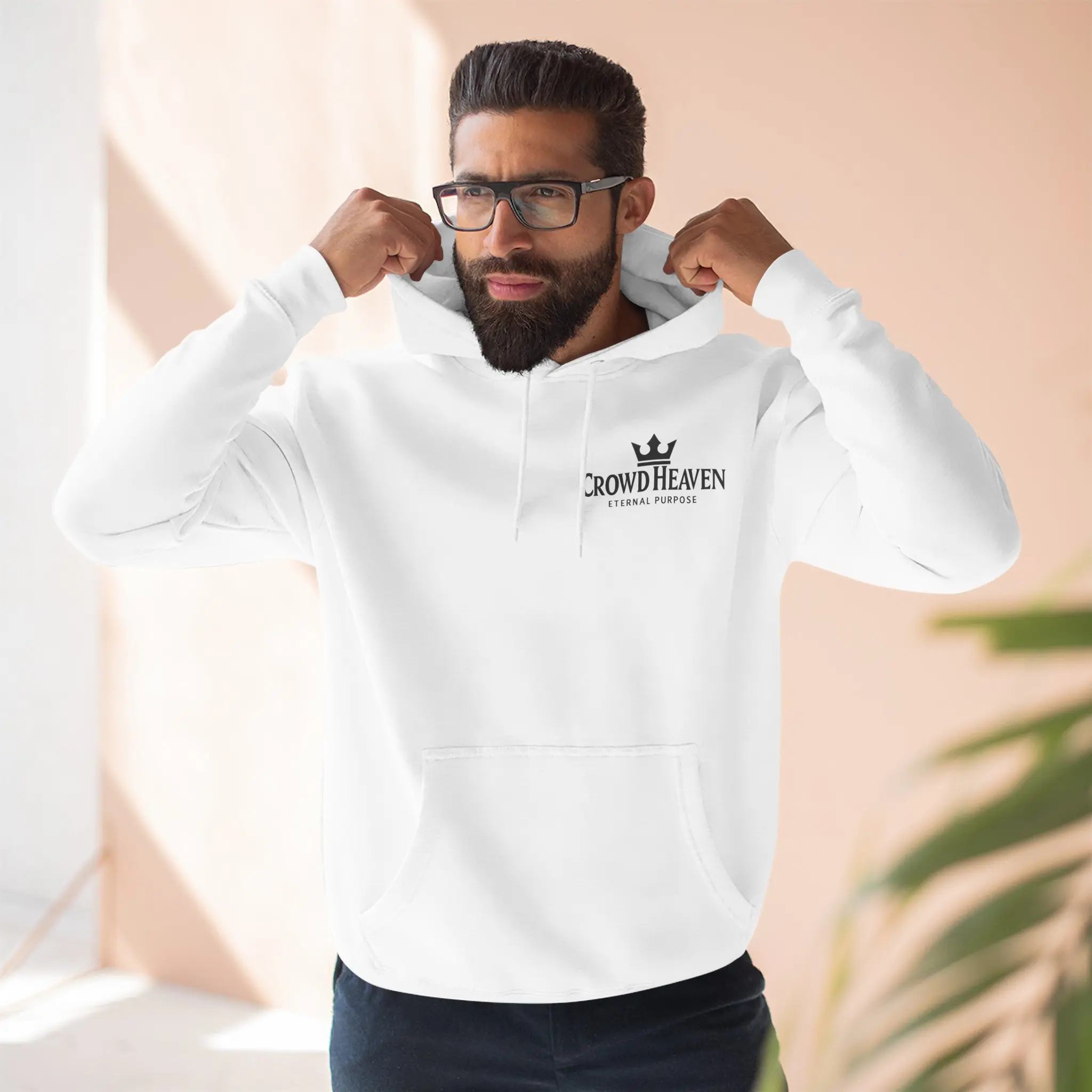 Faceted Diamond Artwork Hoodie | White three-panel fleece hooded sweatshirt