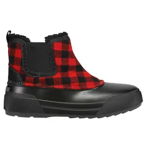 Easy Spirit Womens Icicles Plaid Pull On Chelsea Snow Casual Boots Ankle Low Heel 1-2" - Black