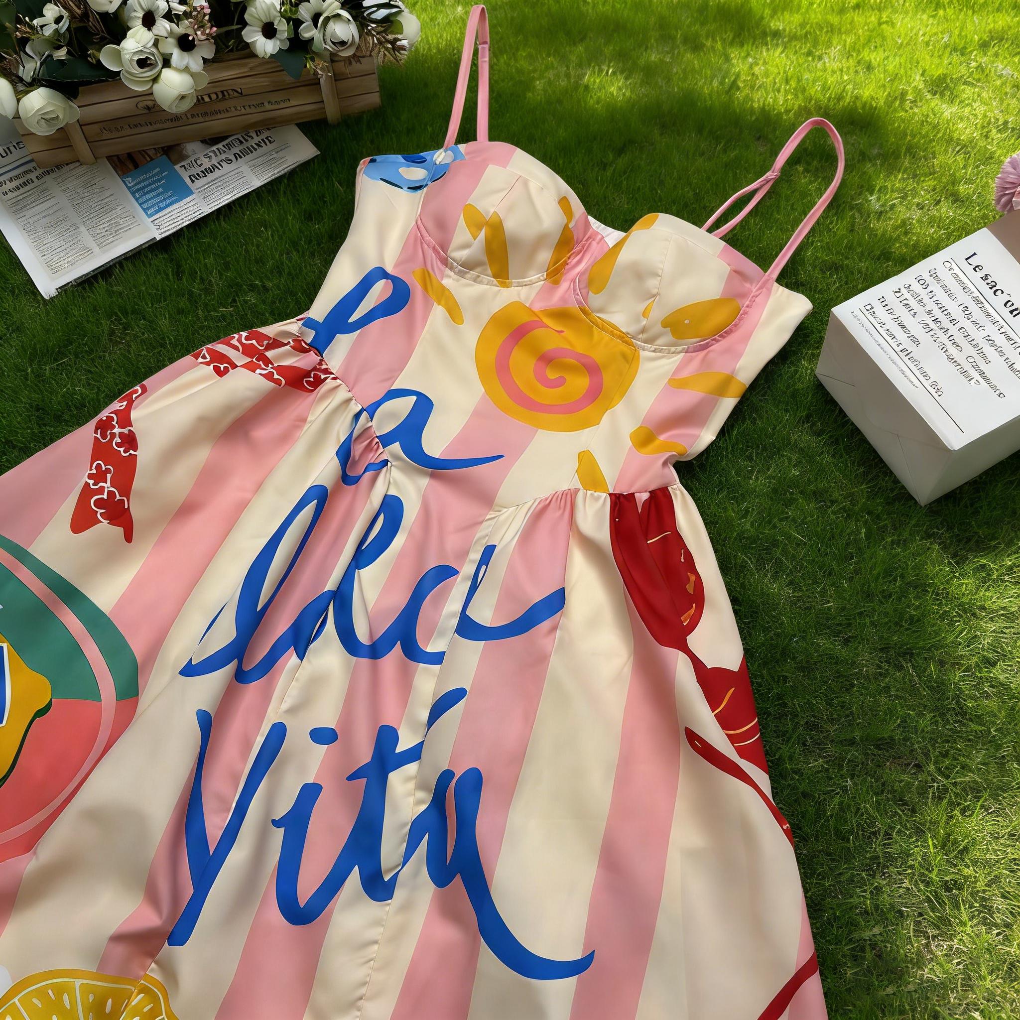 French Elegance Seaside Holiday Striped Printed Princess Dress Women's Midi Graphic A-Line Dress for Daily Life Tropical Flavour Breathable Lightweight Casual Chic Style Loose Fit Minimalist Outfit Top French Elegance Seaside Holiday Striped Printed Princess Dress Women's Midi Graphic A-Line Dress for Daily Life Tropical Flavour Breathable Lightweight Casual Chic Style Loose Fit Minimalist Outfit Top