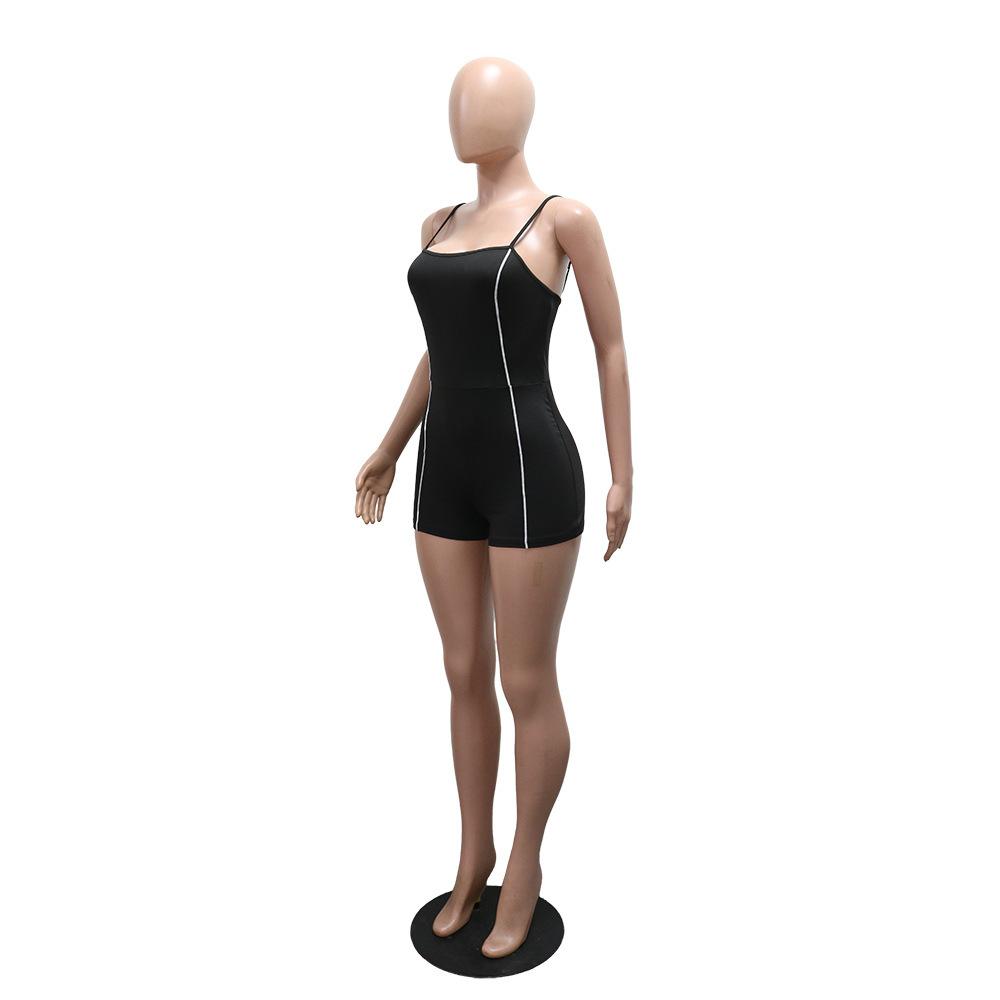 Solid Color Tight Strapless Jumpsuit Short Pants for Women