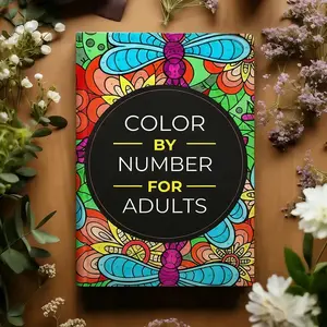 Color by Number, Coloring Book & Watercolor Set - 75 Vibrant Mandalas Animal & Flower Illustrations for Stress Relief & Creative Fun with Durable Drawing Board & Art Markers, Painting by Numbers, for Stress Relief & Creative Fun
