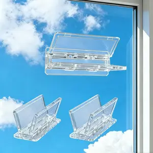 2 Pack Sliding Door Lock Window Locks, for Sliding Glass Doors & Windows, Sliding Closet Door stoppers, Easy to Installation Provides   for Your  and Pets (Clear)