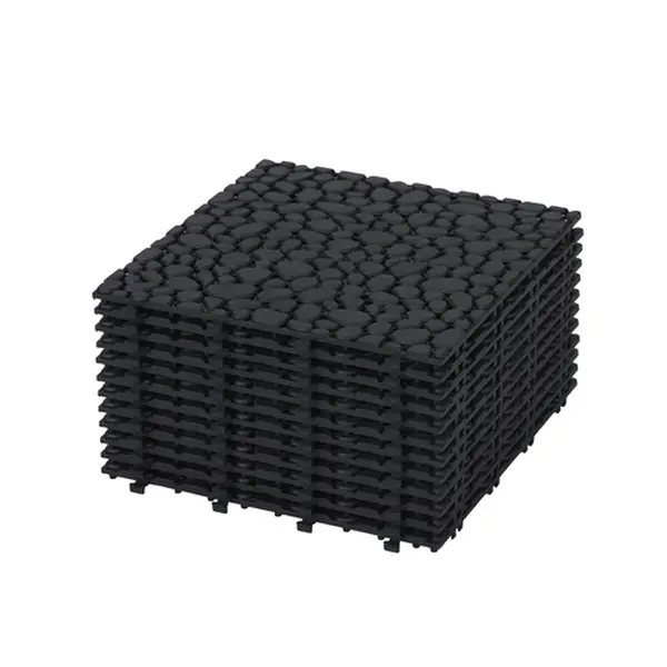 Sturdy 12-Pack 12x12in Interlocking Plastic Pebble Stone Patio Tiles - Outdoor Flooring, Anti-Slip, Waterproof, High-Strength, Durable, Lightweight, Customizable, Easy to Clean, Low-Maintenance, Hygienic, Efficient Drainage for Busy Families’ Walkway