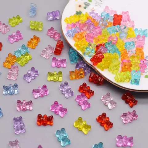 100pcs Transparent Acrylic Colorful Bear Beads, Wedding Birthday Party Gifts, Cute Table Decorations, Room Crafts, DIY Jewelry Making Accessories, Beads for Crafts