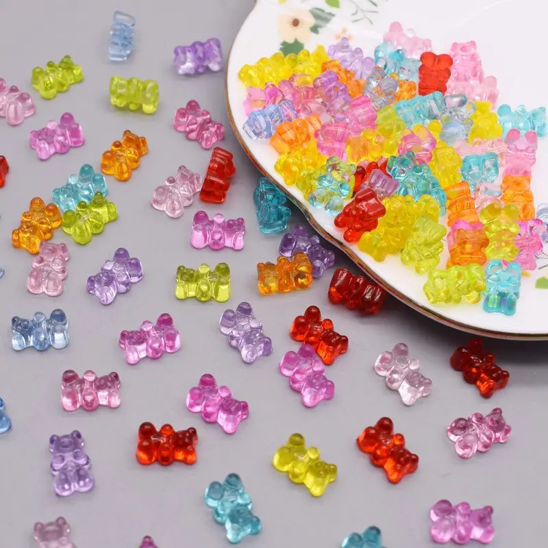 100pcs Transparent Acrylic Colorful Bear Beads, Wedding Birthday Party Gifts, Cute Table Decorations, Room Crafts, DIY Jewelry Making Accessories, Beads for Crafts
