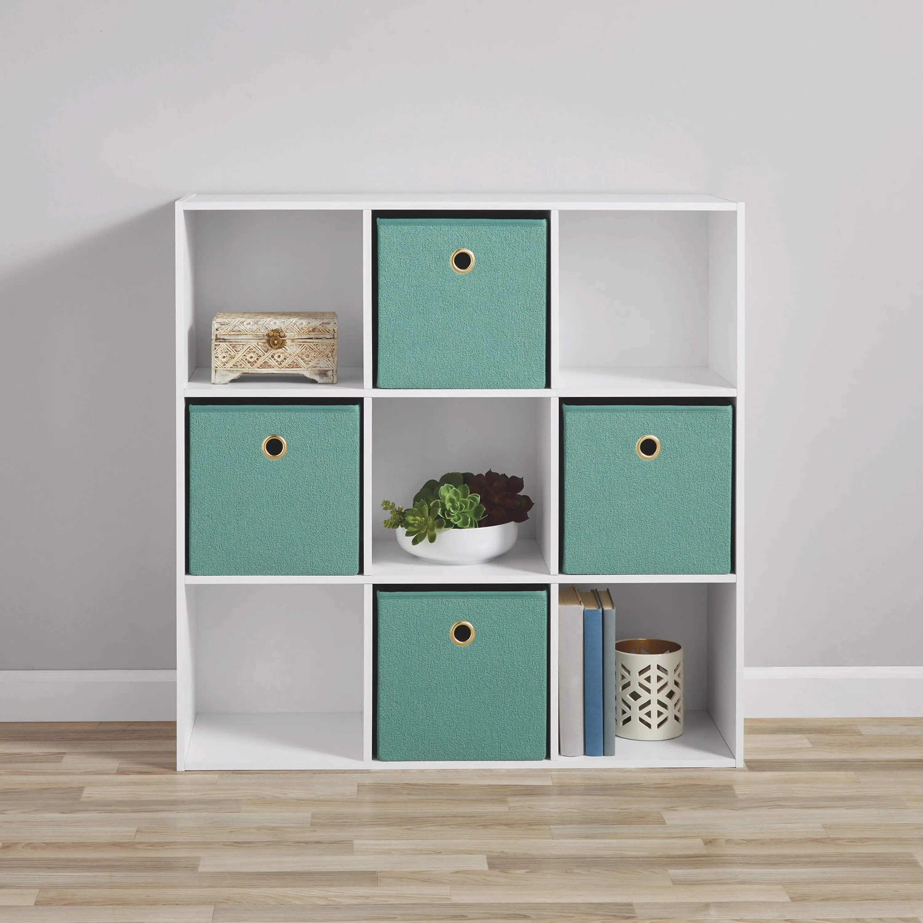 Mainstays 9-Cube Storage Organizer Bookcase, White