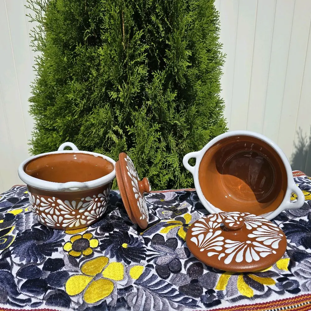 Cielito Lindo Style Large Salsa Bowls with Lid - Handcrafted Ceramic Serving Dishes for Your Home Decor
