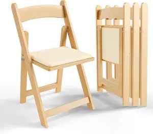 Karlhome 4-pack resin folding chairs with cushions, foldable plastic chairs, comfortable upholstered seats, washable. Ideal for indoor and outdoor events and parties.