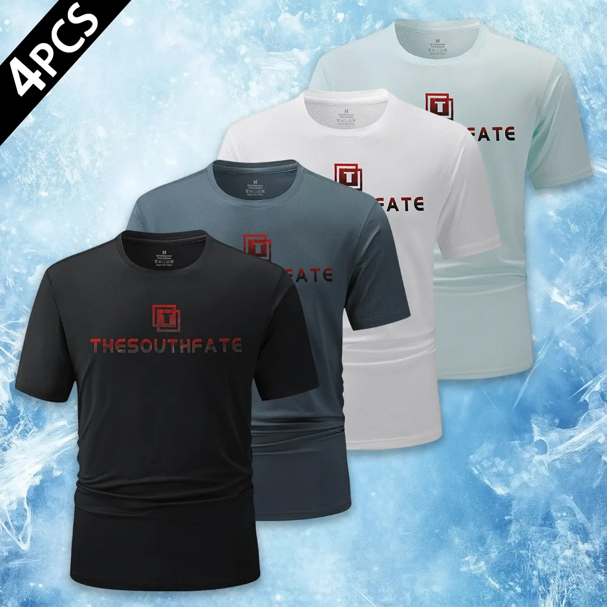 Men's 4-Pack Crew Neck Short-Sleeve T-Shirts, Quick-Drying Ice Silk & Elastane Fabric, Classic Athletic Basics for Gym, Running, All-Day Comfort, Crew Neck Men's Short-Sleeve T-Shirts, Mens Clothing
