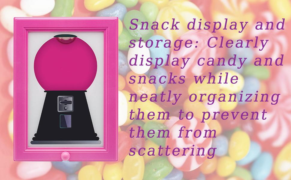 Candy Dispenser Photo Frame, Handy Wall Candy Frame, Wall Mounted Candy Dispenser For Candies, Nuts, Creative Bubble Gum Machine for Home Decor, Office Desktop (Pink)
