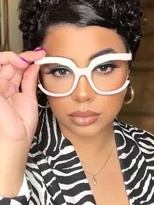 Women's Fashionable Tortoiseshell Print Large Frame Eyeglasses, Trendy Casual Eyeglasses for Everyday Use, Fashion Accessories for Outdoor Activities, Blue Light Glasses