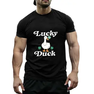 Humorous Lucky Duck St Patrick's Day Graphic Tee Unisex Casual Streetwear Trendy Party Outfit Matching Gift for Friends